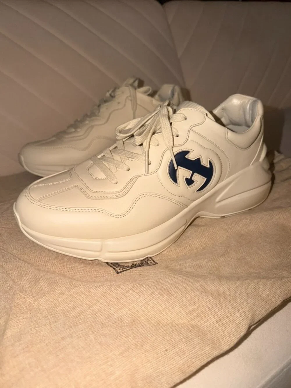 GUCCI RHYTON 'Interlocking G' | Ivory Blue | Men's Size  9